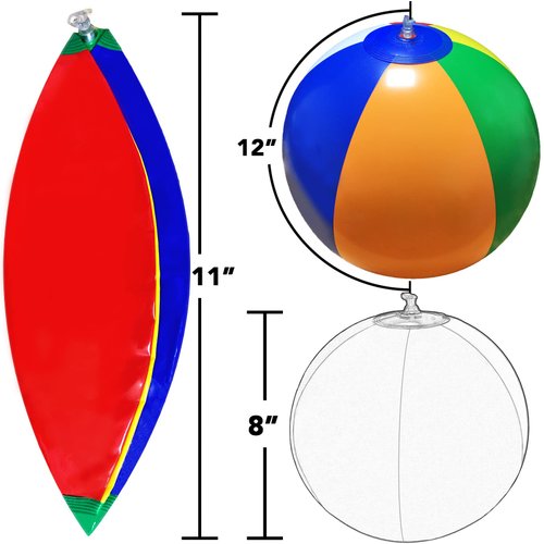 Jishi 16" Beach Balls Bulk 12-Pack Kids Inflatable Blow Up Toys, Pool Floats Decorations Party Favors, Summer Water Fun Toddler Outdoor Games & Activities, Hawaiian Luau Tropical Themed Birthday Gifts