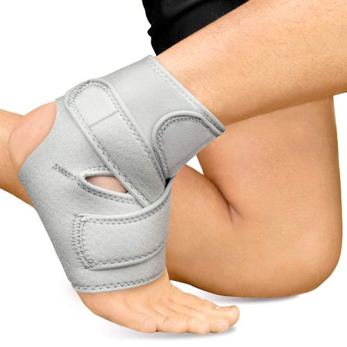 Bracoo Ankle Support Brace For Men & Women, Adjustable Compression Sleeve Strap Wrap, Sprain, Arthritis, Pain Relief, Sports Injuries and Recovery, Breathable Neoprene Brace, FS10 (Gray, S/M)