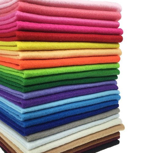 24pcs Thick 1.4mm Soft Felt Fabric Sheet Assorted Color Felt Pack DIY Craft Sewing Squares Nonwoven Patchwork (15 * 15cm)