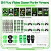 TecUnite 84 Pcs Video Game Party Favors Birthday Supplies Includes Video Game Mini Notebook Game Sticker Keychain Game Party Prize Set for Video Gamer Birthday Gifts Piñata Stuffer(Green)