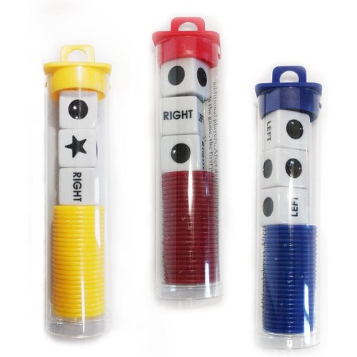 Left Right Center dice Game Prime Set Bundle- 3 Pack Assorted Colors