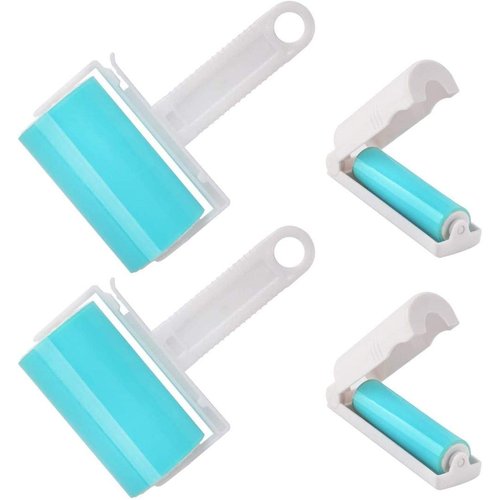 Washable Lint Roller 4 Pack, Reusable Sticky Lint Roller Dog Cat Hair Remover Brush for Clothes, Pet Hairs, Carseats