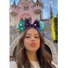 WOVOWOVO Mouse Ears Headbands for Women Girls Sparkle Purple Bow Hairbands Christmas New Year Cosplay Costume Princess Party Decorations