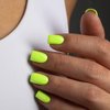 KQueenest Neon Green Square Press on Nails Short,Gel Fake Nails Short Coffin,Pure Vibrant Color Natural Petite Nails,Solid Stick on Nails Press on for Women Daily Office Manicure