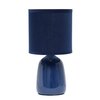 Simple Designs LT1134-NAV 10.04" Tall Traditional Ceramic Thimble Base Bedside Table Desk Lamp w Matching Fabric Shade for Home Decor, Nightstand, Bedroom, Living Room, Entryway, Office, Navy