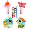 HOME COMPOSER 4 Pack DIY Bird House Wind Chime Kits for Children to Build and Paint, Wooden Arts and Crafts for Kids Girls Boys Toddlers Ages 8-12 4-6 6-8