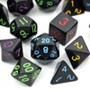 5 Sets New Black Polyhedral Dice with Satin-Lined Velvet Bag for Dungeons and Dragons DND RPG MTG D20 D12 D10 D8 D6 D4