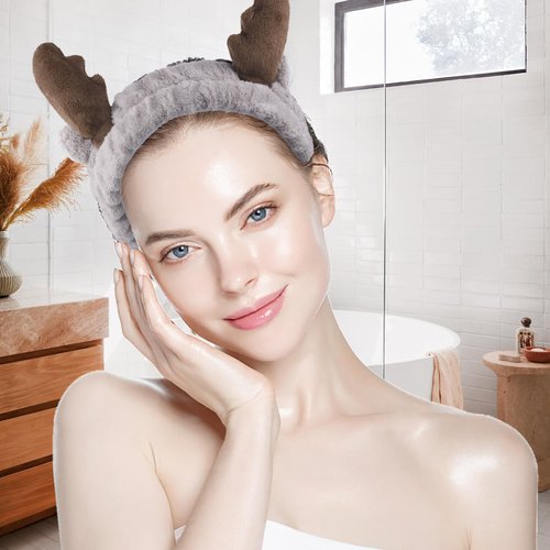SHEHARUHI 3 PCS Spa Makeup Skincare Headband Soft Stretch Cute Animal Ears Headband for Women Girls Soft Coral Fleece Face Wash Hair Accessories