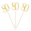 Gold Glitter 80th Birthday Centerpiece Sticks, 12-Pack Number 80 Table Topper Anniversary Party Decorations