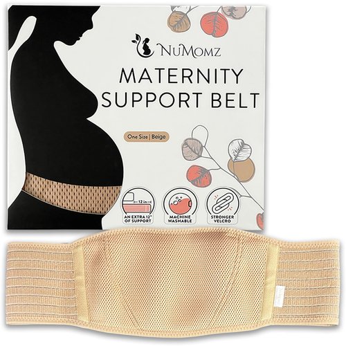 Nu Momz Maternity Belly Band for Pregnant Women | One Size Fits XS-XXL | Machine Washable Maternity Belt | Pregnancy Belly Support Band For Hip Back & Pelvic Pain Relief | Fits Every Body (Beige)