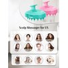 HEETA Hair Scalp Massager Shampoo Brush 2 Pack, Soft Silicone Bristles to Remove Dandruff, Waterproof Hair Scrubber for Both Wet Dry Hair, Suitable for Men & Women (Green & Pink)