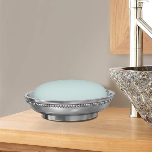 nu steel CHC3H 18/8 Stainless Steel Chic Collection Beaded Dish, Sink Bar Soap Holder, Hand Craft for Kitchen, Bathroom, Shower and Countertop, Shiny Finish