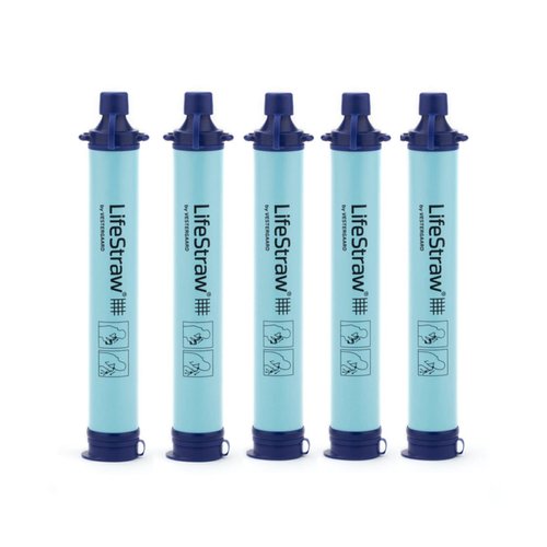 LifeStraw Personal Water Filter for Hiking, Camping, Travel, and Emergency Preparedness, 5 Pack, Blue