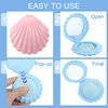 Nogeqi 2 Pcs Shell Shape Foldable Mini Brush for Hair,Travel Brushes for Hair With Mirror,Conch Folding Hair Brush,Portable Compact Hair Brush for Women and Purse Must Haves (Blue Pink)