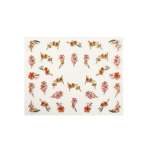 ALLYDREW Fingernail Stickers Nail Art Nail Stickers Self-Adhesive Nail Stickers 3D Nail Decals - Asian Inspired Cherry Blossoms, Bamboos & Cranes (3 Designs/6 Sheets)