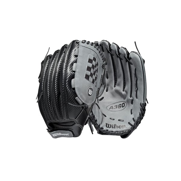 Wilson 2021 A360 SP14 14" Slowpitch Softball Glove - Left Hand Throw, Black/Grey