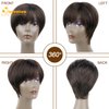 QUEENTAS Short Brown Pixie Cut Wig with Bangs Layered Straight Heat Resistant Synthetic Short Hair Hair Wigs for White and Black Women Daily Use (Black Cherry)