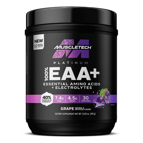 MuscleTech | Platinum 100% EAA+ |Essential Amino Acids | Muscle Strength Builder for Men & Women | Workout Supplement | Grape | 13.6 oz | 30 Servings
