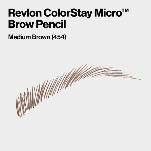 Revlon ColorStay Micro Eyebrow Pencil, Makeup Stocking Stuffers for Women, Built-In Spoolie Brush, Waterproof, Smudgeproof, 454 Medium Brown (Pack of 1)