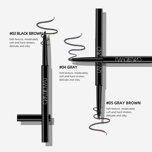 LAMUSELAND 3 Pcs/Set Eyebrow Pencil, Professional Make Up Definer Pen, Rotary Retractable Triangular Tip Eyebrow Pencil With Spoolie Brush, Waterproof Long-lasting Eye Brow Pencil, Easy Create Natural