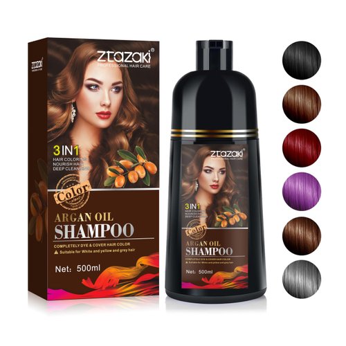 Callmynm Black Hair Dye Shampoo 3-In-1, Instant Gray Hair Coverage in Minutes-Long Lasting Argan Oil Herbal Hair Color Shampoo champu con tinte para canas 500ml