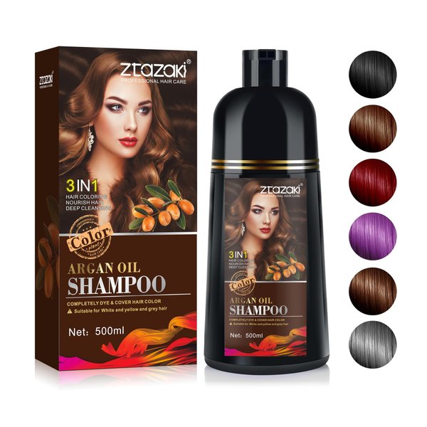 Callmynm Black Hair Dye Shampoo 3-In-1, Instant Gray Hair Coverage in Minutes-Long Lasting Argan Oil Herbal Hair Color Shampoo champu con tinte para canas 500ml