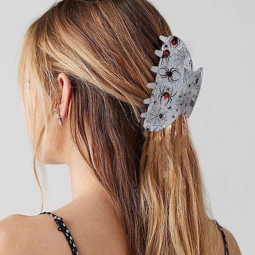 Halloween Spider Hair Claw Clips Hair Clips Strong Hold Clamp Jaw Clips Black White Cute Spider Hair Clip Acrylic Claw Clips Cute Hair Barrettes Party Gifts for Women Halloween Hair Accessories 1PCS