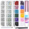 6300Pcs Face Gems with Rhinestones Glue for Makeup, Eye Gems Flat Back Rhinestones Hair Crystal Makeup Gems with Face Glue for Eye Jewels Hair Decoration Nail Art