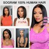 6x6 Bob Wig Human Hair (14 Inch) Straight 6x6 Bob Closure Wigs Human Hair Brazilian Glueless Wigs Human Hair Straight Short Bob Wigs for Black Women Pre Plucked with Baby Hair 150% Density