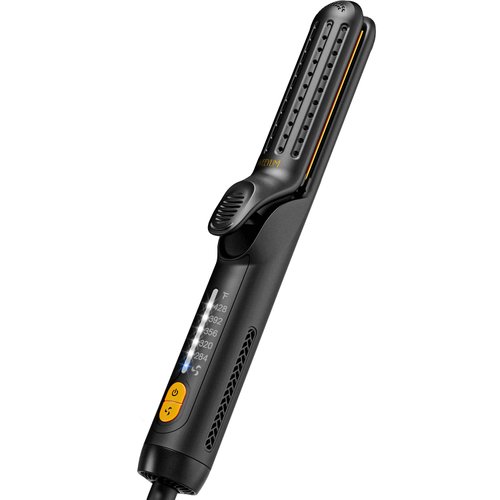 Hair Straightener and Curler 2 in 1 Airflow, Curling Iron 360° Airflow Styler for All Hair Types, Ceramiac Tourmaline Hair Curler Double Voltage，Gold