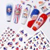 4th of July Nail Art Stickers, 8Sheets American Flag Patriotic Nail Decals Independence Day 3D Nail Stickers Nail Supply USA Flags Heart Star Design Manicure Sliders for Memorial Day Nail Decorations