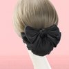 YICLBRREA Bun Cover For Hair Hair Clip With Net Hair Nets For Buns,Ribbon Barrette With Net Chignon,Professional hair bun covers for women, Black Bun Cover Hair Tie, Black