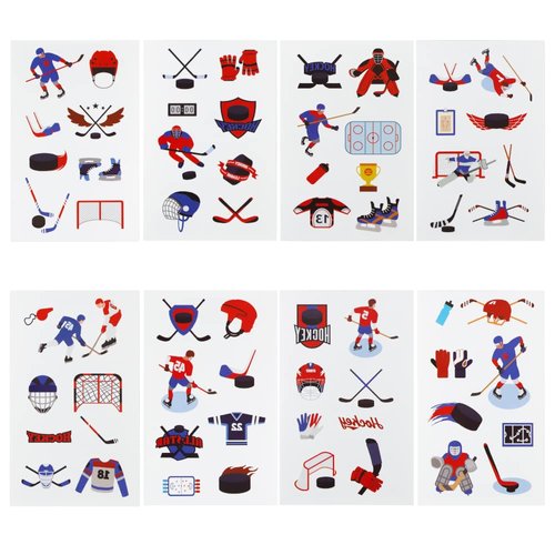 24 Sheets Ice Hockey Temporary Tattoos, Birthday Decorations Hockey Party Favors