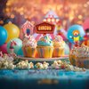 40 Pcs Circus Cupcake Toppers - Carnival Party Decorations and Circus Party Cupcake Toppers - Perfect for Circus Birthday Cupcake Toppers, Carnival Baby Shower,and Circus Cake Decor