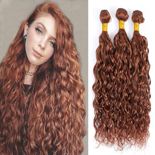 Color 30 Brown Bundles Human Hair Brown Water Wave Bundles 22 24 26 Inch Brazilian Virgin Remy Hair Extensions Double Weft Light Brown Bundles Human Hair Weave