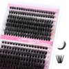 Lash Clusters 280pcs 60D+80D 8-20mm Cluster Lashes Mixed Tray 3D Effect Volume Individual Lashes Cluster Eyelash Extensions Fluffy Soft D Curl DIY Lash Extension Kit at Home (60D+80D-0.07-D,8-20mm)