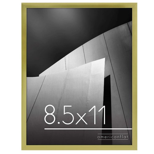 Americanflat 8.5x11 Picture Frame in Gold - Thin Border Photo Frame with Shatter-Resistant Glass, Hanging Hardware, and Built-in Easel for Horizontal or Vertical Display Formats for Wall or Tabletop