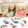Dinosaur Building Block Set, Wooden Snap-Connection Dinosaur Toys for Kids 3-5, Building & Painting Dinosaur Craft Kit with Paints, 45pcs Kids Craft Paint Take Apart Dinosaur Toys for 3 4 5 Kids