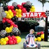 132pcs Race Car Balloon Arch Kit, Race Car Party Decorations with Red Black Yellow Balloons Checkered Wheel Tire Balloons for One Two Fast Race Car Birthday Party Decorations for Boys