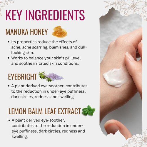 Vitamin C Eye Cream with Lemon Balm Leaf Extract, Manuka Honey & Eye Bright Extract | Plant Based Formula | Carefully formulated to keep your eyes bright and healthy!