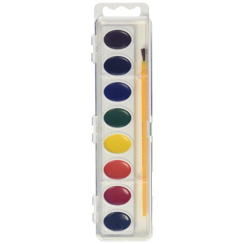 Crayola Artista 16 Semi-Moist Oval Pans Watercolor Set with Brush