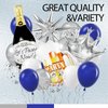 Blue and Silver Birthday Party Decorations, Blue Silver White Foil Balloons Happy Birthday Banner Fringe Curtains for 16th 18th 21st 24th 32th 40th 50th 60th Birthday Decorations for Men