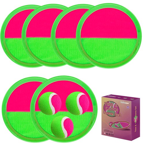 Kids Outdoor Toys, Beach Toys Toss and Catch Ball Set, Outside Yard Games for Kids with 6 Paddles 3 Balls Paddle Game Set Playground Sets for Backyard Sports Outdoor Games for Adults and Family