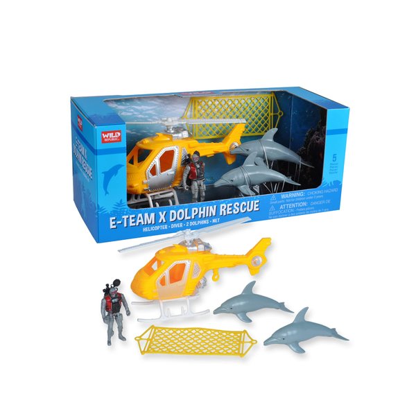 Wild Republic E-Team X Set Dolphin Rescue Playset, Action Figure, Animal, Vehicle, Accessories, Gifts for Kids