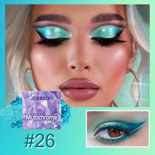 Duochrome Glitter Multichrome Metallic Eyeshadow - High Impact Multi-colors Shift Eye Looks in Blue Green Purple Teal Silver - Intense Color Shifting, High Pigmented, Longer-Lasting Without Creasing…
