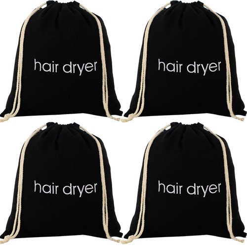 Rcanedny 4 Pack Hair Dryer Bags Drawstring Storage Organizer Travel Bag Container Hairdryer Bag (Color set 2)