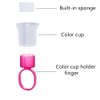 Plastic Tattoo Ink Ring Cups with Sponge Ink Cups, 50 Pack Portable Microblading Glue Ink Ring Pigment Caps, Permanent Makeup Tattoo Eyelash Eyebrow Extensions Tool (Pink)
