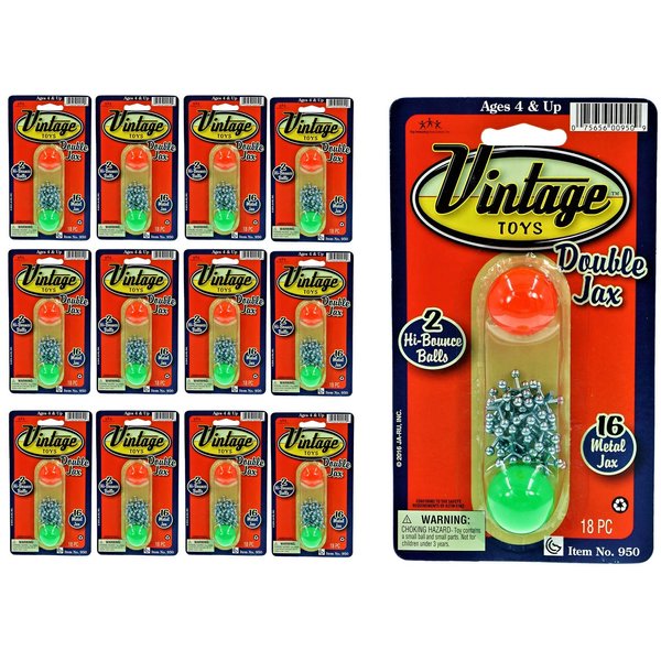 JA-RU Vintage Metal Jacks Game Set/Two Bouncy Balls. (12 Packs) Mini Jax Toy for Kids, Boys & Girls. Classic Family Retro Classics. Bulk Party Favors, Stocking Stuffers. 950-12s