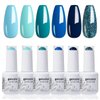 Arte Clavo 8ml Gel Nail Polish Kit, 6Pcs Blue Navy Nail Polish Aquarius Holy Water Collection Gel Polish Fashionable Blue Shimmer Glitter Colors Gel Nail Art Gift for Girls Women S620…