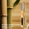 ICDI ICANdOIT Natural Bamboo Foot File Callus Remover-Multi Purpose 4 in 1 Feet Pedicure Kit with Foot Care Boar Bristle Brush,Pumice Stone,Foot Rasp,Sand Paper